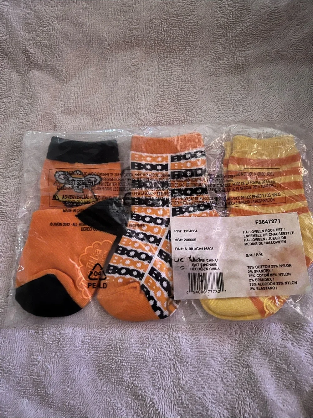 Avon Tiny Tillia Halloween sock set Orange & Yellow Sock Trio